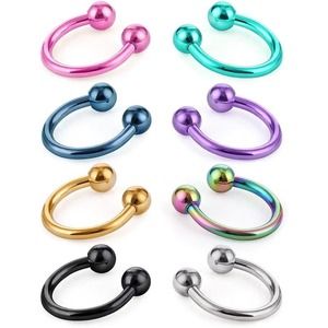 8pcs Unisex Surgical Steel 16G Septum Rings Girls Horseshoe Hoop Nose Piercing